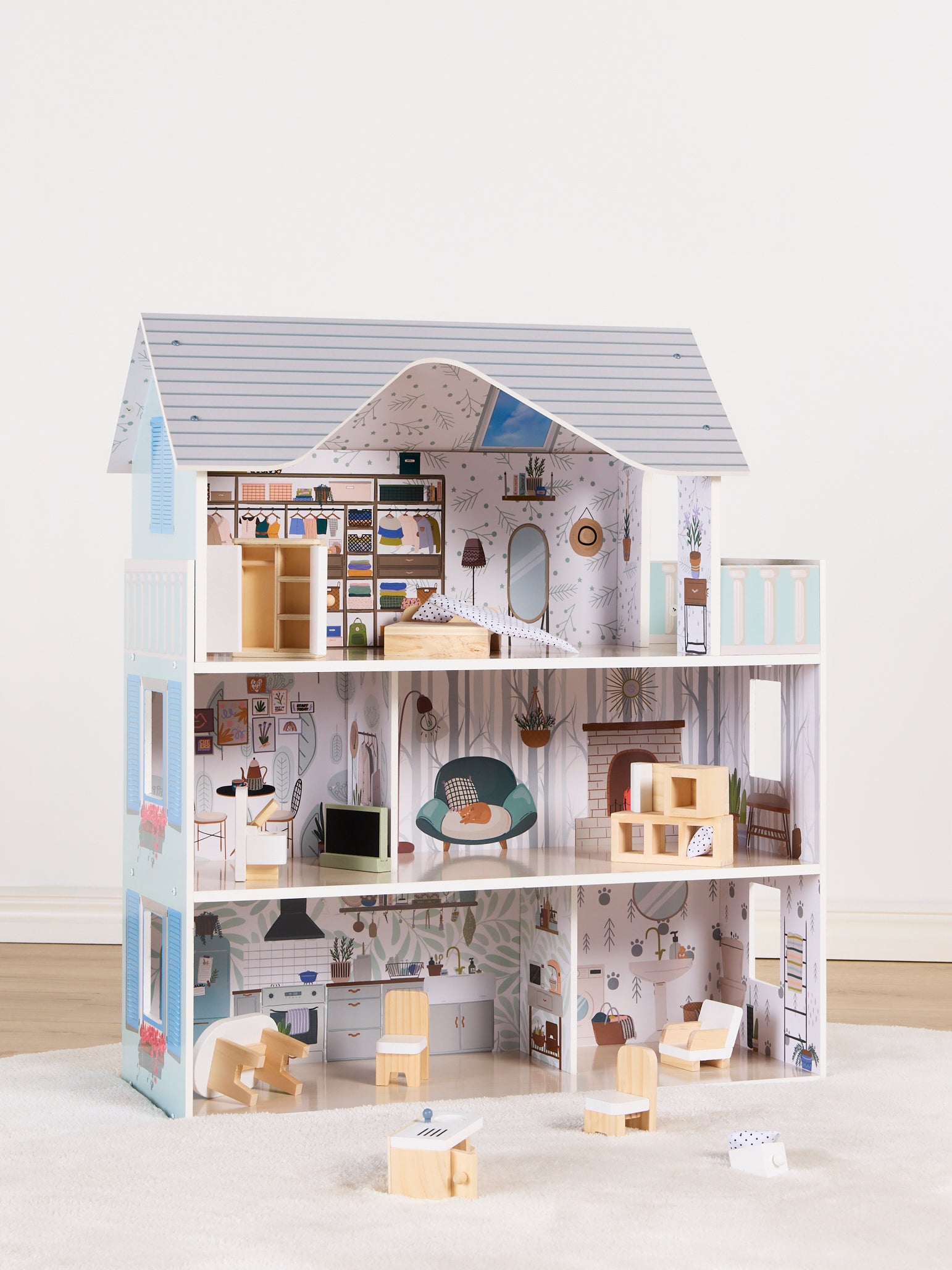 Edufun Sarah Puppenhaus, Blau, Holz Edufun Sarah Puppenhaus, Blau, Holz von EduFun