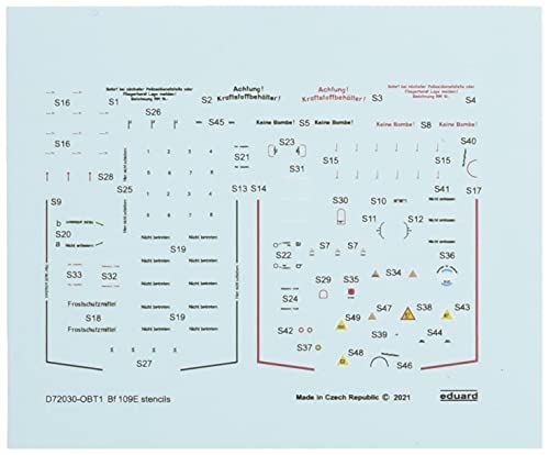 Eduard Accessories D72030 - 1:72 Bf 109E stencils for SPECIAL HOBBY/TAMIYA/AIRFI von Eduard