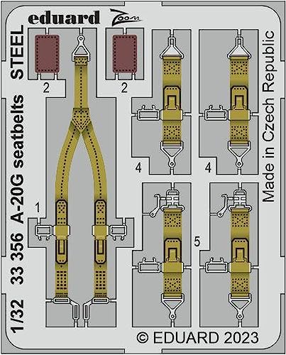 Eduard Sprue Brothers 1:32 Color Zoom PE – A-20G Havoc Sicherheitsgurte [Stahl] (HKM-Kit), EDU33356 von Eduard