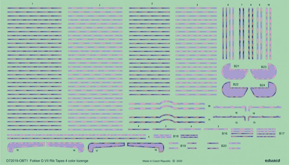 Fokker D.VII - rib tapes 4color lozenge [Eduard] von Eduard