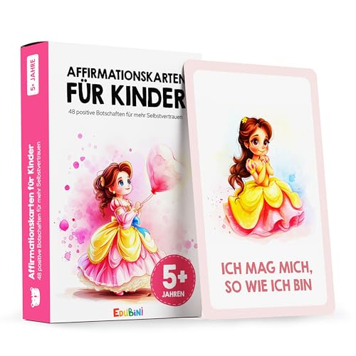 48 Affirmationskarten Kinder - Umgang mit Gefühlen Lernen mit Gefühlskarten für Kinder [PÄDAGOGISCH WERTVOLL] - Achtsamkeitskarten Kinder, Mutmacherkarten für Kinder, Selbstbewusstsein stärken von Edubini