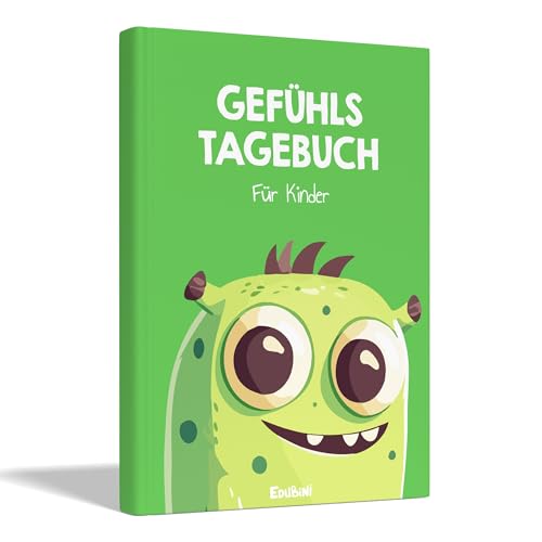 Edubini Gefühlstagebuch Kinder [6-12 Jahre] - Tagebuch Mädchen & Jungs - Gefühle Buch Kinder für Umgang mit Emotionen und EIN gutes Gefühl, Dankbarkeitstagebuch für Kinder (inkl. 10 Spiele) von Edubini