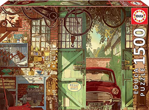 Educa - Puzzle 1500 Teile für Erwachsene | Alte Garage, 1500 Teile Puzzle für Erwachsene und Kinder ab 14 Jahren, Nostalgie, Oldtimer, Arly Jones (18005) von Educa