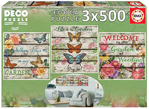 Educa 17965, Landleben, 3 x 500 Teile Puzzle für Erwachsene und Kinder ab 10 Jahren, Nostalgie, Puzzleset, Multicolor, One Size von Educa