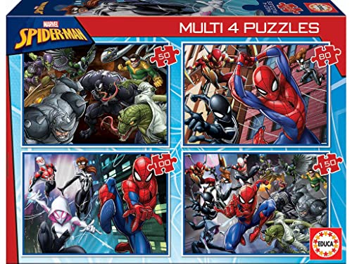 Educa - Multi 4 Puzzles 50-80-100-150 Ultimate Spider-Man, Marvel (18102) von Educa