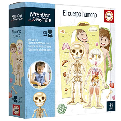 Educa Aprender es Divertido: EL Cuerpo Humano Lernen Macht Spaß am menschlichen Körper. Lernspiel für Kinder. Ab 4 Jahren 18701, Sortiert, único von Educa