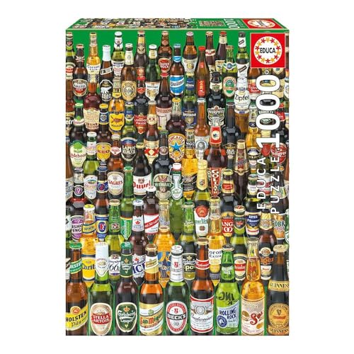 Educa - Puzzle 1000 Teile für Erwachsene | Biersorten der Welt, 1000 Teile Puzzle für Erwachsene und Kinder ab 14 Jahren, Bierflaschen Collage (12736) von Educa