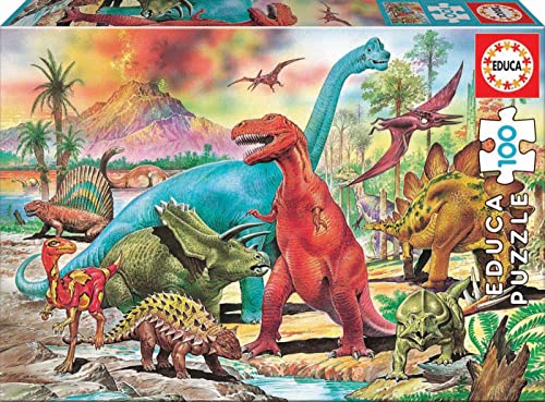 Educa - Puzzle 100 Teile | Dinosaurier, 100 Teile Puzzle für Kinder ab 6 Jahren, Dinos, T-Rex, Dinopuzzle (13179) von Educa