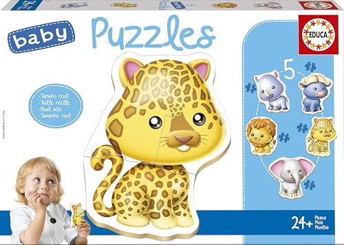 Educa - Wilde Tiere, Baby Puzzleset mit 5 Puzzles für Kinder ab 24 Monaten (14197) von Educa