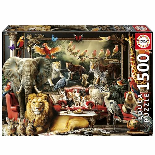 Educa - 1500 Teile Puzzle für Erwachsene | Die Tiervilla. Inklusive Fix Puzzle-Kleber. Maße: 85 x 60 cm. Ab 14 Jahren (20245) von Educa