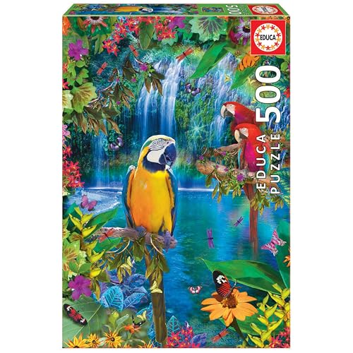 Educa - Puzzle 500 Teile für Erwachsene | Vögel in den Tropen, 500 Teile Puzzle für Erwachsene und Kinder ab 11 Jahren, Regenwald, Papagei (15512) von Educa