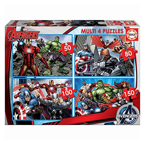 Educa - Puzzle-Set 50-80-100-150 Teile für Kinder ab 5 Jahren | Avengers, Marvel (16331) von Educa