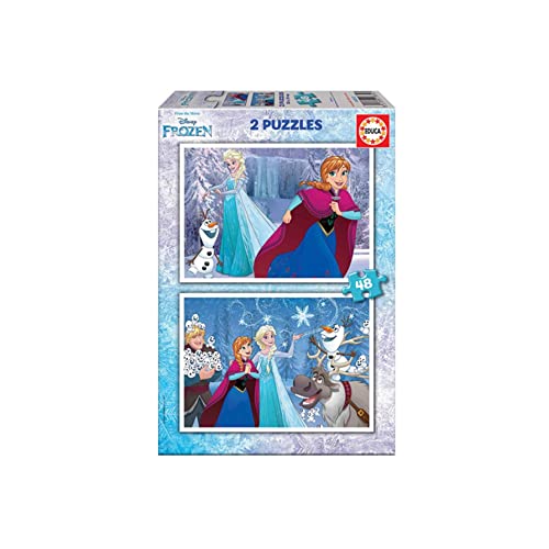 Educa - Puzzle 48 Teile für Kinder ab 4 Jahren | Die Eiskönigin 2x48 Teile Puzzle, Anna, ELSA und Olaf, Kinderpuzzle ab 4 Jahren, Disney, Frozen (16852) von Educa