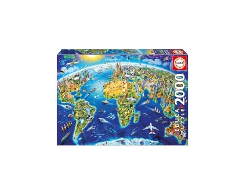 Educa 17129, Wahrzeichen der Welt, 2000 Teile Puzzle für Erwachsene und Kinder ab 12 Jahren, Sehenwürdigkeiten von Educa