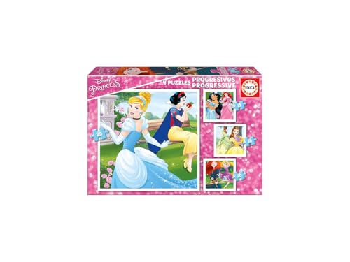 Educa - Disney Prinzessinnen, 4in1 Kinderpuzzle mit 12, 16, 20 und 25 Teilen, ab 3 Jahren, Disney Puzzle (17166) von Educa