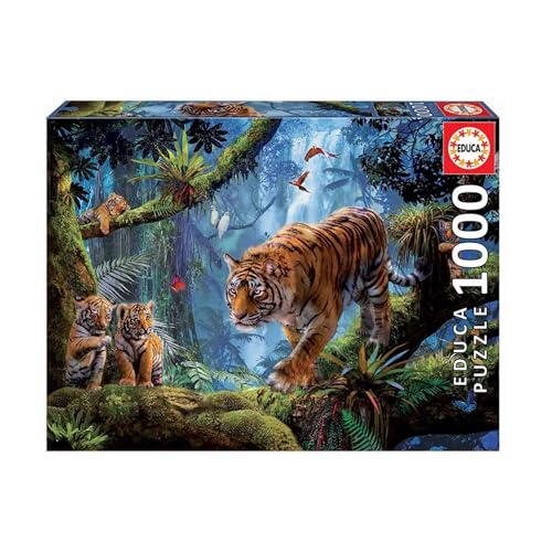 Educa - Puzzle 1000 Teile für Erwachsene | Tiger in den Bäumen, 1000 Teile Puzzle für Erwachsene und Kinder ab 14 Jahren, Tierpuzzle, Naturpuzzle (17662) von Educa