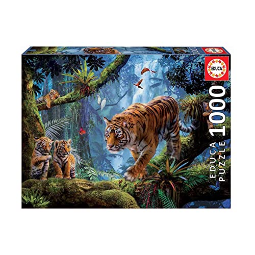 Educa - Puzzle 1000 Teile für Erwachsene | Tiger in den Bäumen, 1000 Teile Puzzle für Erwachsene und Kinder ab 14 Jahren, Tierpuzzle, Naturpuzzle (17662) von Educa