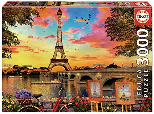 Educa - Puzzle 3000 Teile für Erwachsene | Sonnenuntergang in Paris, 3000 Teile Puzzle für Erwachsene und Kinder, Inklusive Ersatzteilservice, solange der Vorrat reicht, Frankreich (17675) von Educa