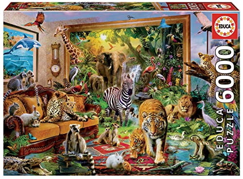 Educa - Puzzle 6000 Teile für Erwachsene | Wilde Tiere im Haus, 6000 Teile Puzzle für Erwachsene und Kinder ab 14 Jahren. Inklusive Ersatzteilservice, Solange der Vorrat reicht (17679) von Educa