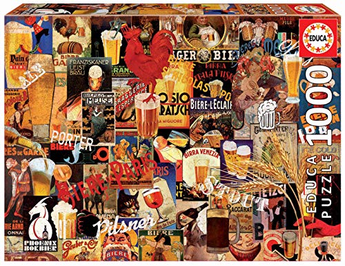 Educa 17970, Vintage-Biercollage, 1000 Teile Puzzle für Erwachsene und Kinder ab 10 Jahren, Welt der Biere von Educa