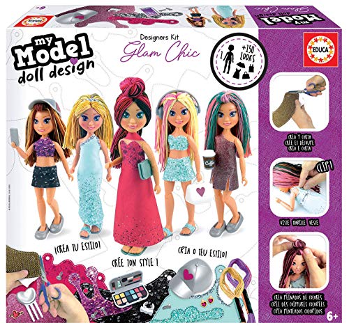 Educa 18367, My Model Doll Design Glam Chic Puppe, DIY, Puppen selber Machen, Bastelset für Kinder ab 6 Jahren von Educa