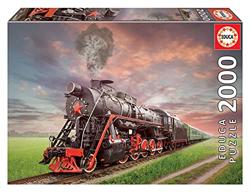 Educa 18503, Dampflokomotive, 2000 Teile Puzzle für Erwachsene und Kinder ab 12 Jahren, Zug, Bahn, Eisenbahn, Multicolore, TU von Educa