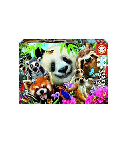 Educa - Puzzle 300 Teile | Tierfreunde Selfie, 300 Teile Puzzle für Kinder ab 6 Jahren, Panda, Erdmännchen, Fuchs, Faultier (18610) von Educa