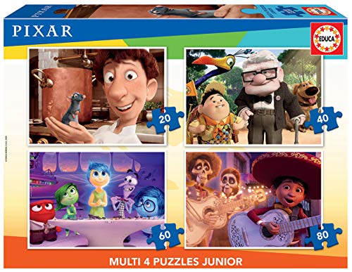 Educa 18625, Pixar Filme, 4in1 Puzzleset, 20/40/60/80 Teile Puzzle für Kinder ab 5 Jahren, Puzzle von Educa