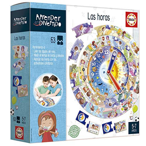 Educa 18698 Divertido: Las Horas, Aprende a leer EL reloj Lernspiel für Kinder ab 5 Jahren, Verschieden, 250 x 250 x 56 von Educa