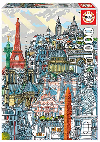 Educa 19264, Paris, 1000 Teile City Puzzle für Erwachsene und Kinder ab 10 Jahren, Städtepuzzle, Fankreich von Educa