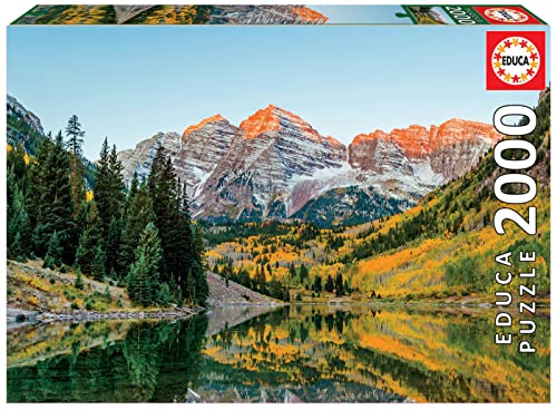 Educa 19279, Maroon Bells, 2000 Teile Puzzle für Erwachsene und Kinder ab 12 Jahren, Colorado, USA, Landschaft, Naturpuzzle von Educa