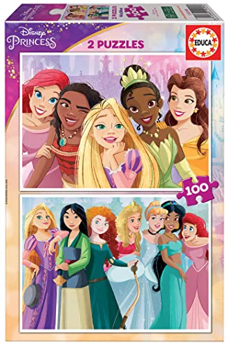 Educa - Puzzle 100 Teile | Disney Prinzessinnen, 2 x 100 Teile Puzzleset für Kinder ab 5 Jahren, Princess (19298) von Educa