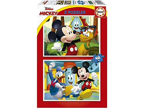 Educa 19312, Mickey Mouse Funhouse, 2x48 Teile Puzzle-Set für Kinder ab 3 Jahren, Disney, Spielhaus, Kinderpuzzle von Educa