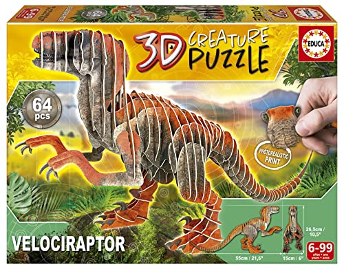 Educa 19382, Velociraptor, 3D Puzzle für Erwachsene und Kinder ab 6 Jahren, 64 Teile, Dinosaurier Educa 19382, Velociraptor, 3D Puzzle für Erwachsene und Kinder ab 6 Jahren, 64 Teile, Dinosaurier von Educa