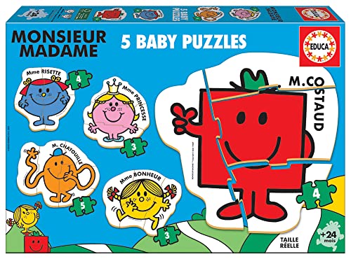 Educa - Monsieur Madame, 5in1 Baby Puzzleset mit 3/3/4/4/5 Teilen, für Kinder ab 2 Jahren, Kinderpuzzle (19400) von Educa