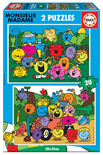 Educa - Puzzle 20 Teile für Kinder ab 3 Jahren | Monsieur Madame, 2x20 Teile Puzzle für Kinder ab 3 Jahren, Puzzleset, Kinderpuzzle (19401) von Educa