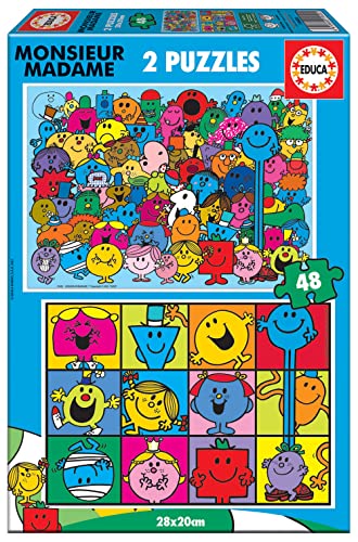 Educa - Puzzle 48 Teile für Kinder ab 4 Jahren | Monsieur Madame, 2x48 Teile Puzzle für Kinder ab 3 Jahren, Puzzleset, Kinderpuzzle (19402) von Educa