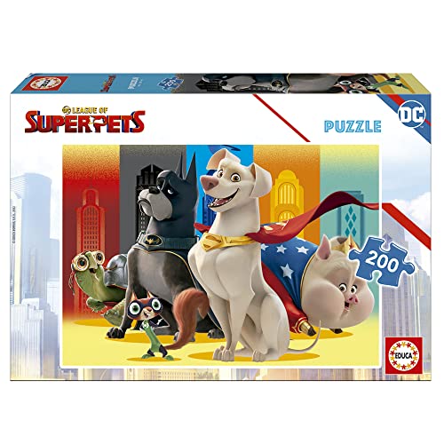 Educa 19485, DC League of Superpets, 200 Teile Puzzle für Erwachsene und Kinder ab 6 Jahren, Zeichentrickfilm, Superman von Educa