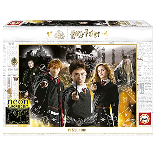 Educa 19488, Harry Potter, 1000 Teile Neon Puzzle für Erwachsene und Kinder ab 10 Jahren, nachtleuchtend, Wizarding World von Educa