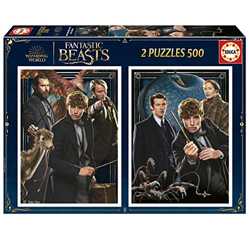 Educa - Puzzle 500 Teile für Erwachsene | Phantastische Tierwesen, 2 x 500 Teile Puzzles für Erwachsene und Kinder ab 11 Jahren, Fantastic Beasts, Wizarding World (19492) von Educa