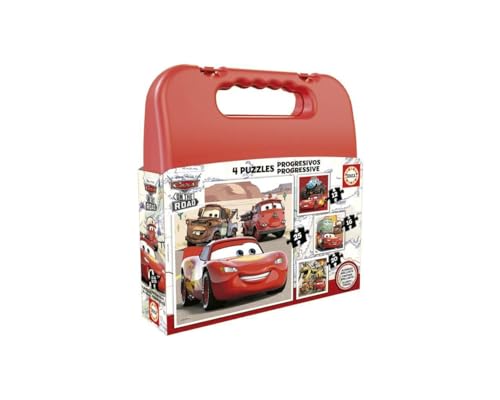 Educa - Pixar Cars, 4in1 Puzzle mit 12/16/20/25 Teilen, Puzzleset für Kinder ab 3 Jahren, Kinderpuzzle, Disney, Lightning McQueen (19677) von Educa