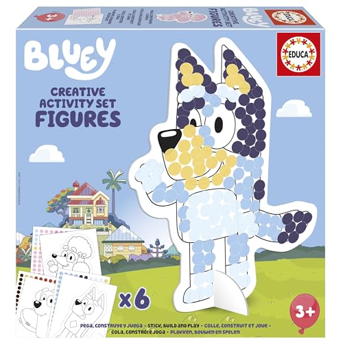 Educa Bluey Kreativset zum Dekorieren Blauer Charaktere in 3D mit farbigen Aufklebern. Basteln für Kinder im Alter von 3 4 5 6 Jahren (19885), Varié von Educa