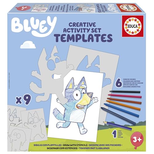 Educa Bluey Kreativset | Zeichnen Sie Charaktere und andere Elemente Serie mit vorgeschnittenen Kartonvorlagen. Kreatives Spielen ab 3 4 5 6 Jahren (19886), Varié von Educa