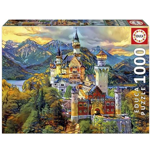 Educa - Puzzle von 1000 Teilen für Erwachsene | Château de Neuschwanstein ´Hream City Art. Messen: 68 x 48 cm. Beinhaltet die puzzlekleber FixPuzzle. Seit 14 Jahren (19933) von Educa