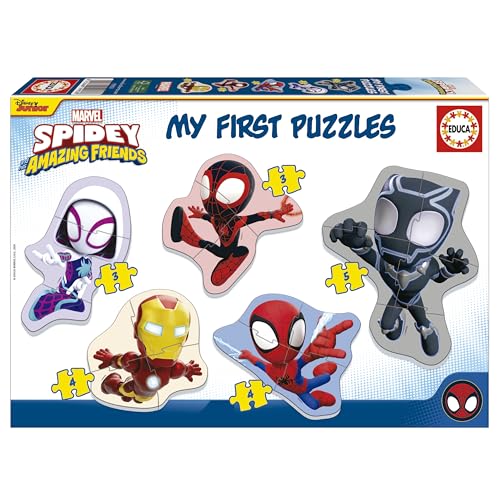 Educa - Set von 5 progressiven Puzzlen von 3 bis 5 Teilen, um das erste Puzzle von Spidey mit unterschiedlichen Schwierigkeitsgraden zu Lernen. Empfohlen für 24 Monate (19952) von Educa