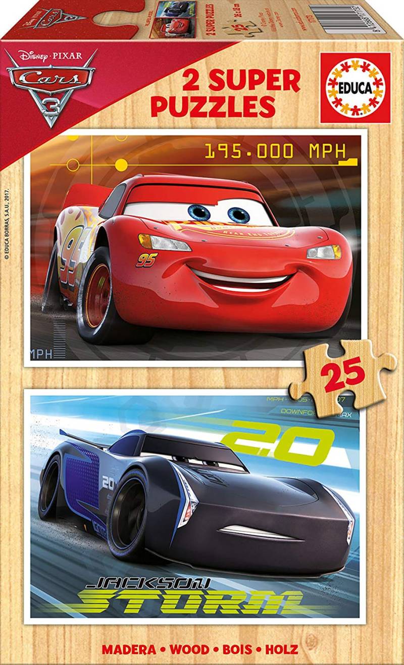 Educa 2 Holzpuzzles - Cars 25 Teile Puzzle Educa-17173 von Educa