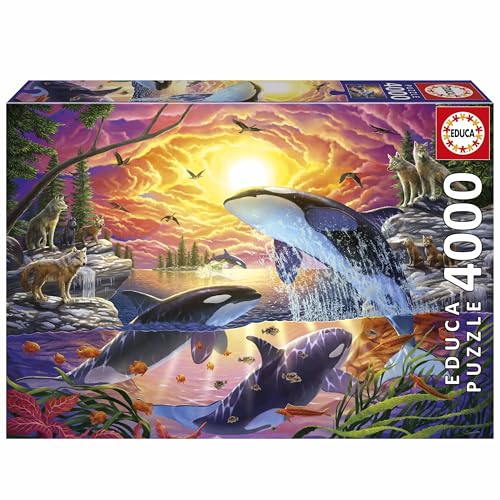 Educa - 4000 Teile Puzzle für Erwachsene | Orcas und Wölfe. Beinhaltet den Service für verlorene Teile, Solange der Vorrat reicht. Maße: 136 x 96 cm. Ab 14 Jahren (20259) von Educa