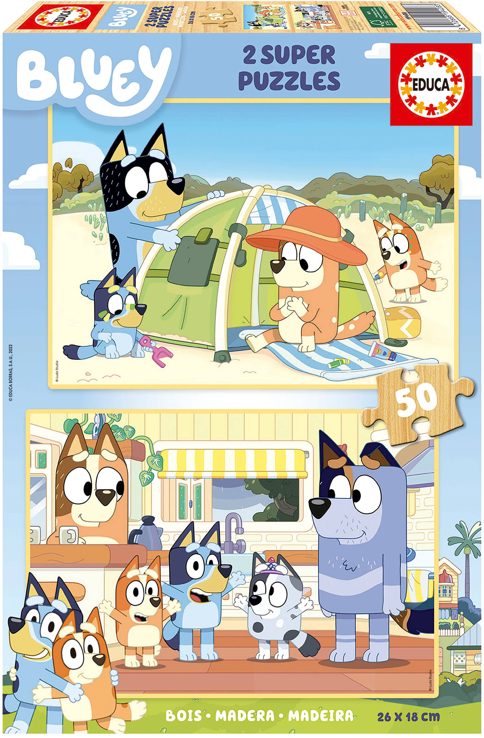 Educa Bluey Holzpuzzles 2x50 Teile Educa Bluey Holzpuzzles 2x50 Teile von Educa