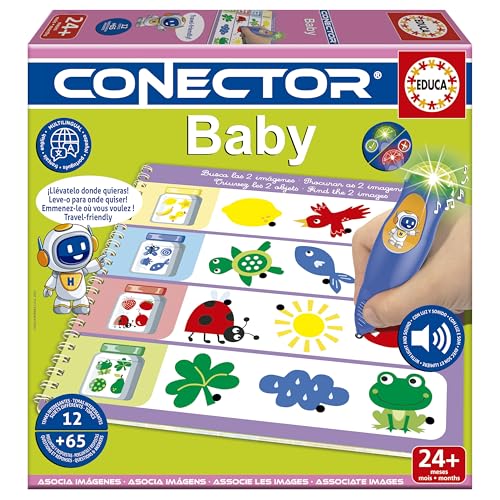 Educa - Conector Baby | Lernspiel mit mehr als 65 Fragen und Antworten | 12 Verschiedene Themen im Buch- und Bleistiftformat mit Licht und Geräuschen | Empfohlen ab 2 Jahren (20394) von Educa