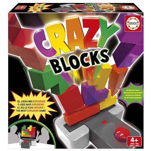 Educa Crazy Blocks | Das explosivste Blockspiel. Seien Sie der Schnellste beim Platzieren von Blöcken oder Springen durch die Luft. Zwei Schwierigkeitsstufen, ab 4 Jahren (20089) von Educa